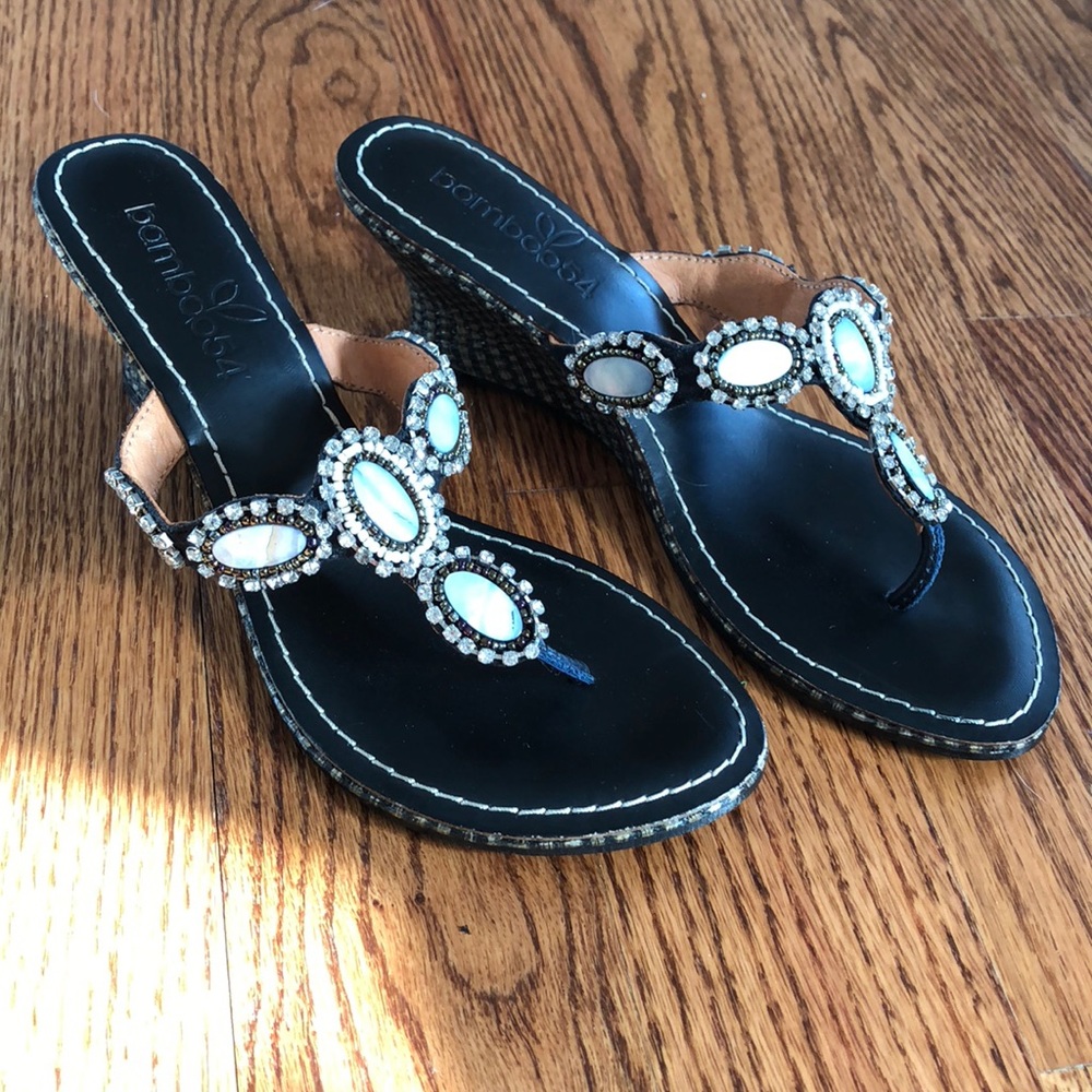 Wedge sandal with embellishment